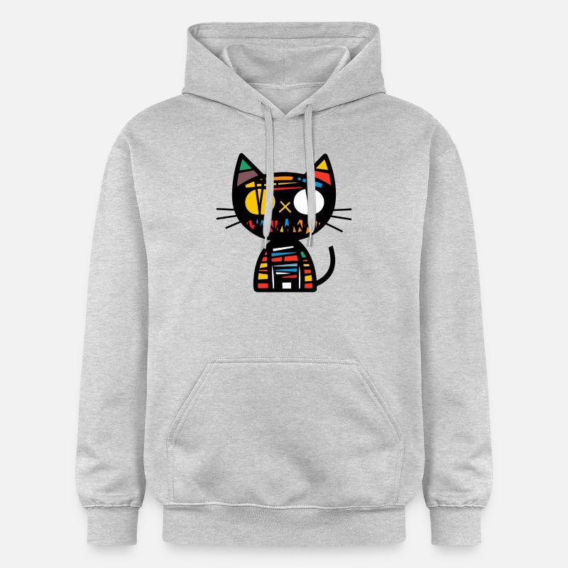 Chat Halloween Bande dessinée Drôle - Sweat à capuche Softstyle® Gildan Unisexe - gris clair chiné