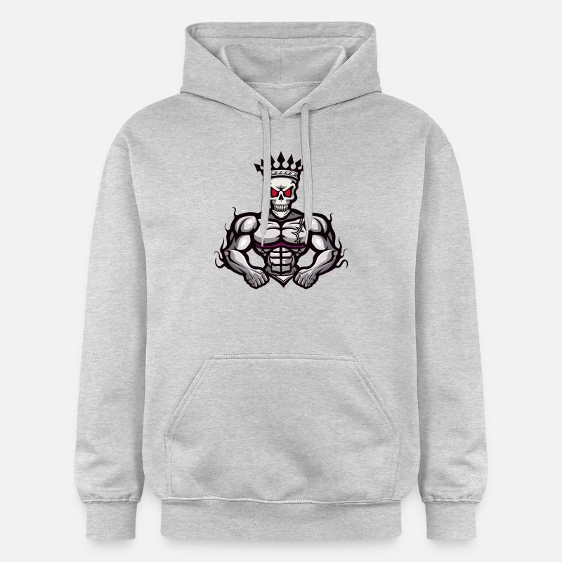 Squelette Muscles Musculation Roi - Sweat à capuche Softstyle® Gildan Unisexe - gris clair chiné