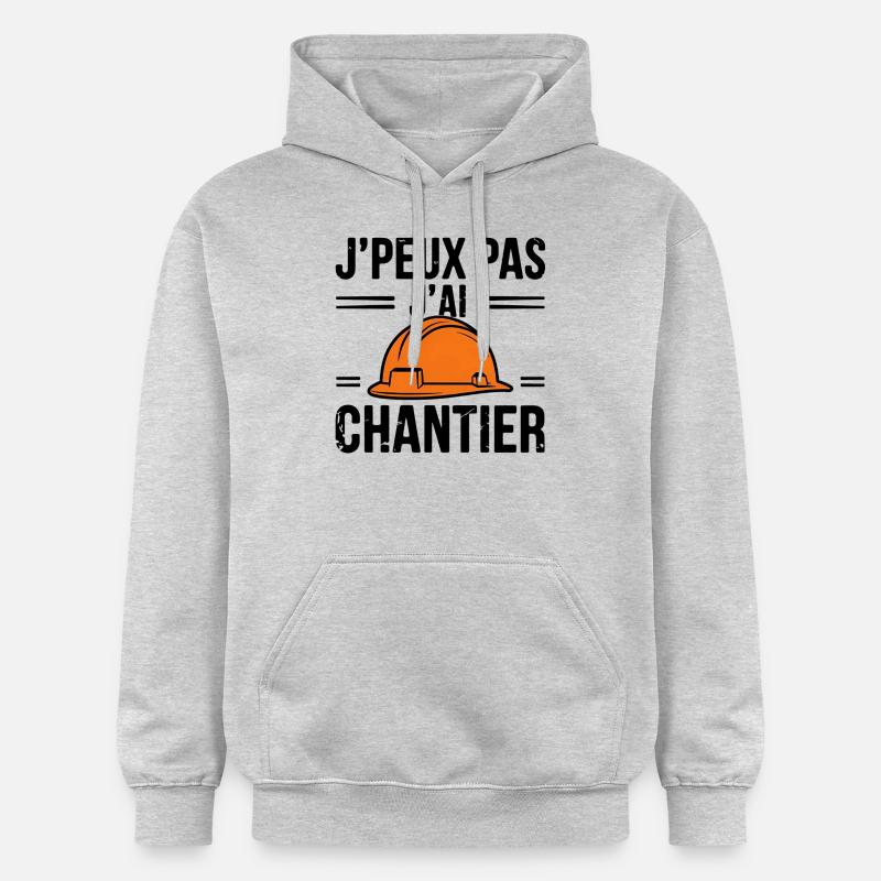 J'peux pas, j'ai chantier - Sweat à capuche Softstyle® Gildan Unisexe - gris clair chiné