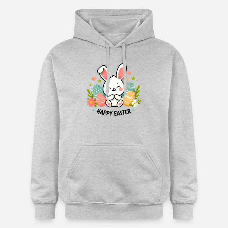Joyeux lapin de Pâques - Sweat à capuche Softstyle® Gildan Unisexe - gris clair chiné