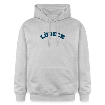 Lübeck - Gildan Unisex Softstyle® Midweight Hoodie - Hellgrau meliert - Vorne - Liana (172cm) & Jaron (178cm)