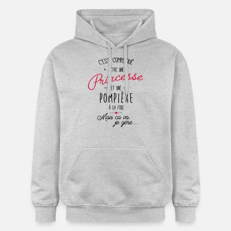 Princesse et pompière - pompier - Sweat à capuche Softstyle® Gildan Unisexe - gris clair chiné