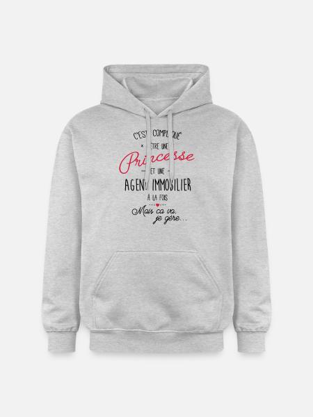 Princesse et Agent immobilier - Sweat à capuche Softstyle® Gildan Unisexe - gris clair chiné