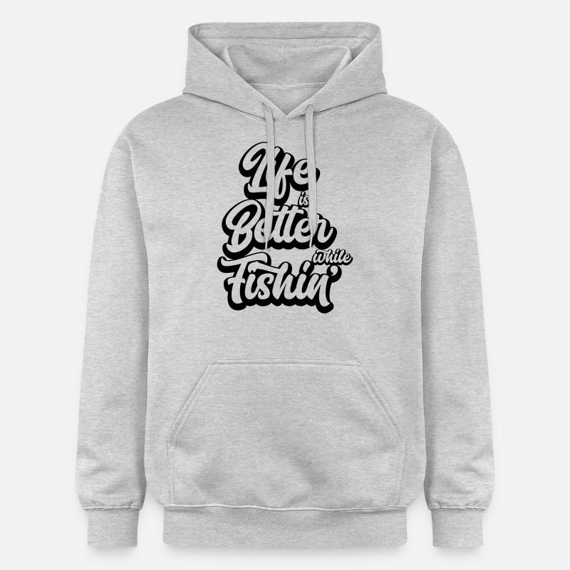 Life Is Better While Fishin' - Gildan Unisex Softstyle® Midweight Hoodie - Hellgrau meliert