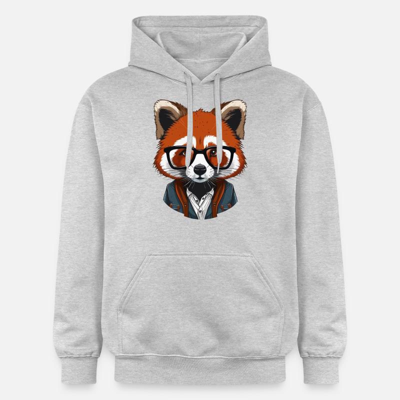 Red Panda en hipster - Sweat à capuche Softstyle® Gildan Unisexe - gris clair chiné