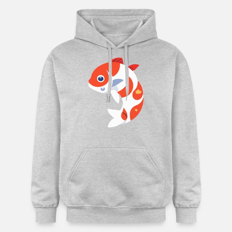 Poisson koï blanc et rouge - Sweat à capuche Softstyle® Gildan Unisexe - gris clair chiné
