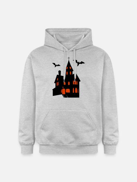 Spooky Castle with Bats Halloween - Gildan Unisex Softstyle® Midweight Hoodie - light heather grey