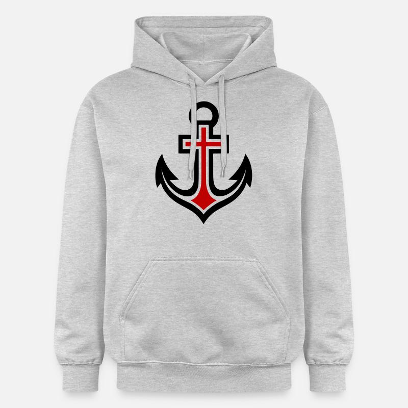 Icône de croix d’ancre - Sweat à capuche Softstyle® Gildan Unisexe - gris clair chiné