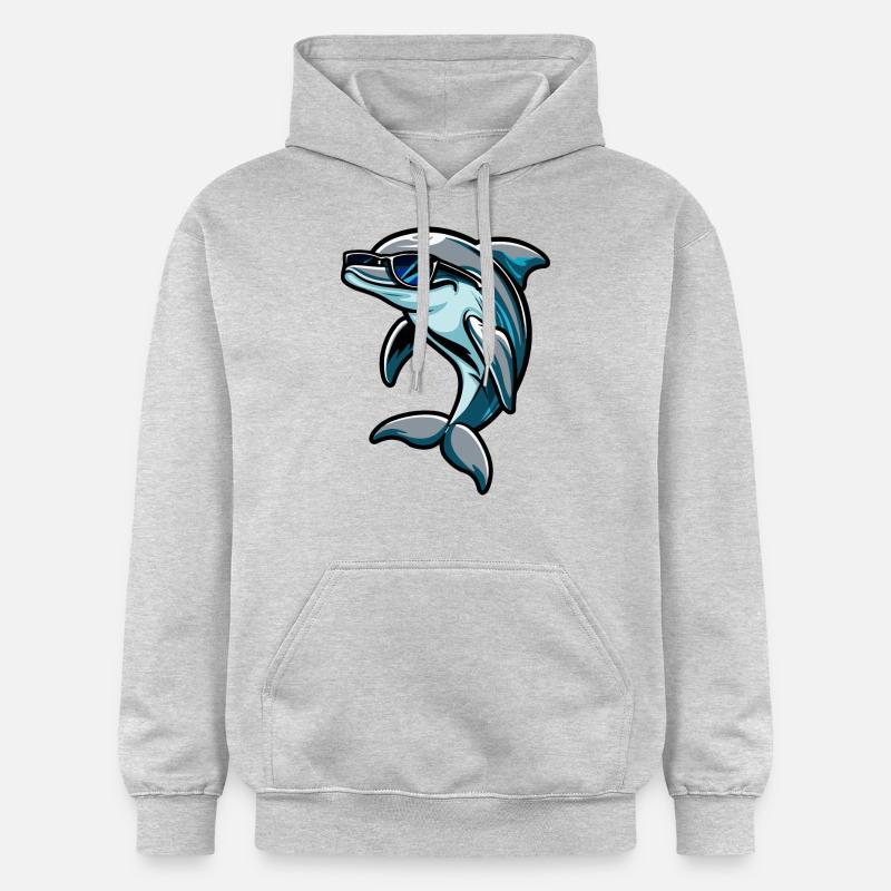Dauphin Bande Dessinée Cool - Sweat à capuche Softstyle® Gildan Unisexe - gris clair chiné