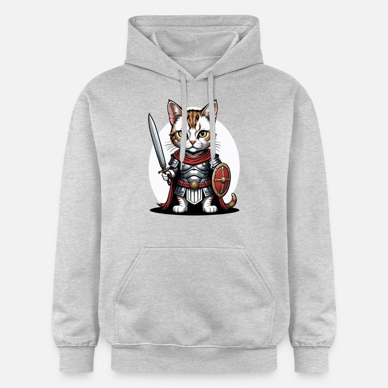 Chat Guerrier Romain Chat Cadeau - Sweat à capuche Softstyle® Gildan Unisexe - gris clair chiné