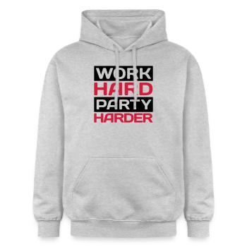 work hard party harder - Gildan Unisex Softstyle® Midweight Hoodie - Hellgrau meliert - Vorne - Liana (172cm) & Jaron (178cm)
