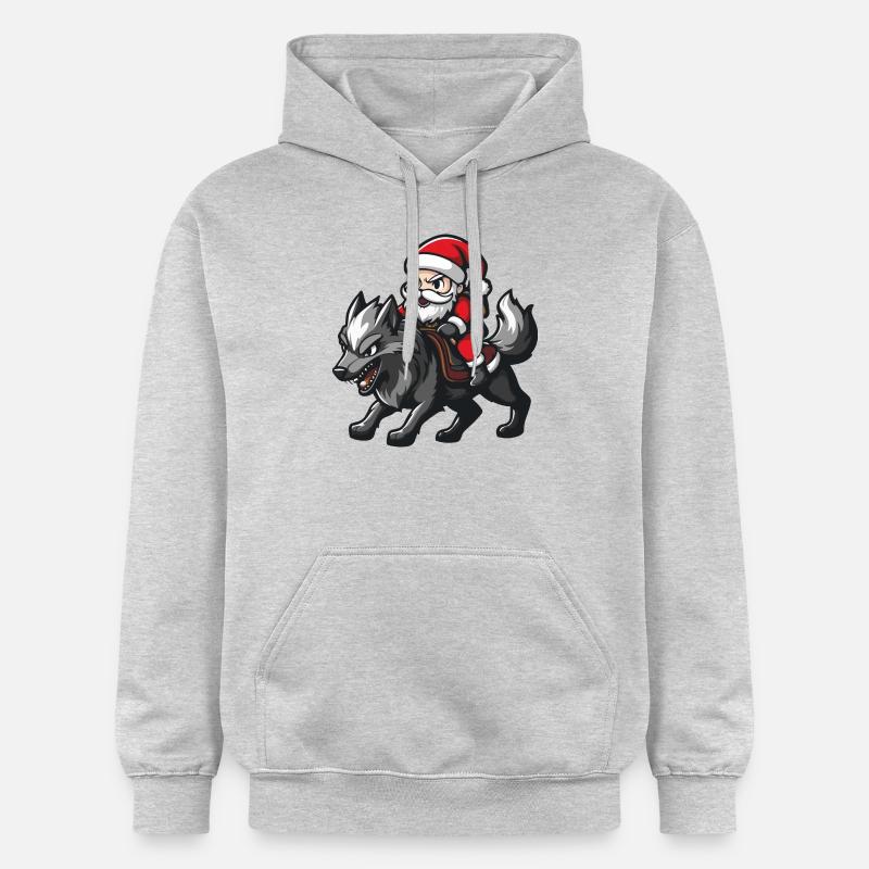 Loup Père Noël dessin animé - Sweat à capuche Softstyle® Gildan Unisexe - gris clair chiné
