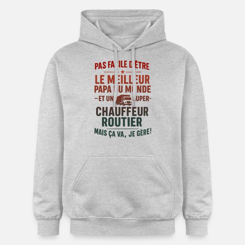 Super Papa Chauffeur routier chauffeur-routier - Sweat à capuche Softstyle® Gildan Unisexe - gris clair chiné