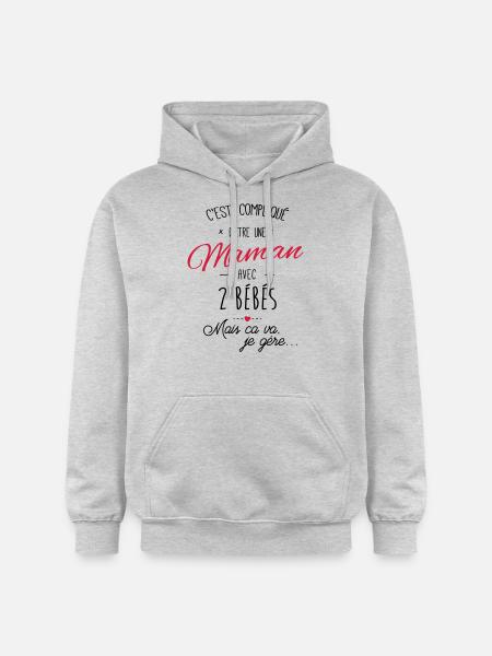 maman avec 2 bébés - Sweat à capuche Softstyle® Gildan Unisexe - gris clair chiné