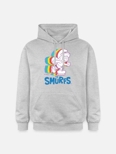 Schtroumpfs Design Avec Schtroumpfette En Patins - Sweat à capuche Softstyle® Gildan Unisexe - gris clair chiné