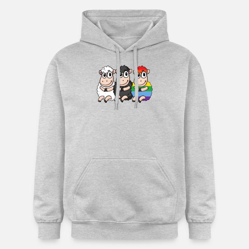 Mouton noir - Mouton arc-en-ciel - Sweat à capuche Softstyle® Gildan Unisexe - gris clair chiné