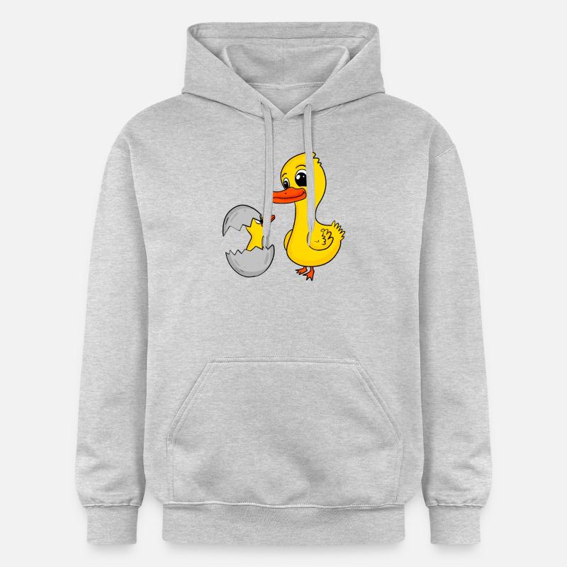 Canard avec bébé canard - Sweat à capuche Softstyle® Gildan Unisexe - gris clair chiné