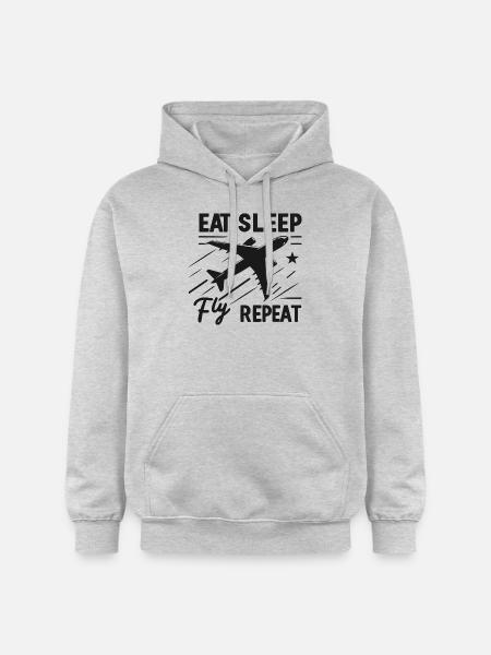 Eat Sleep Fly Repeat - Gildan Unisex Softstyle® Midweight Hoodie - light heather grey