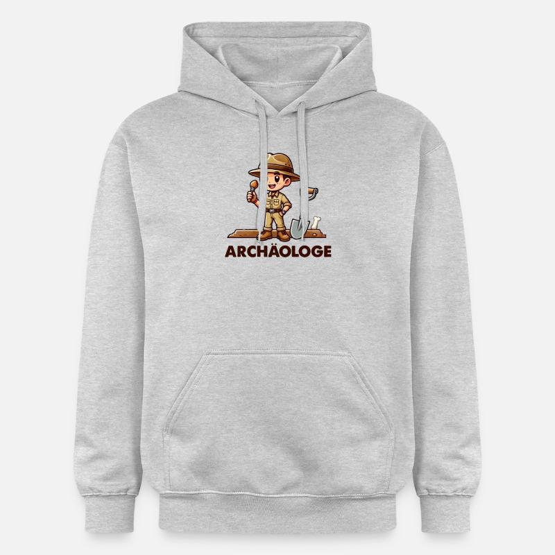 Bande dessinée archéologue - Sweat à capuche Softstyle® Gildan Unisexe - gris clair chiné