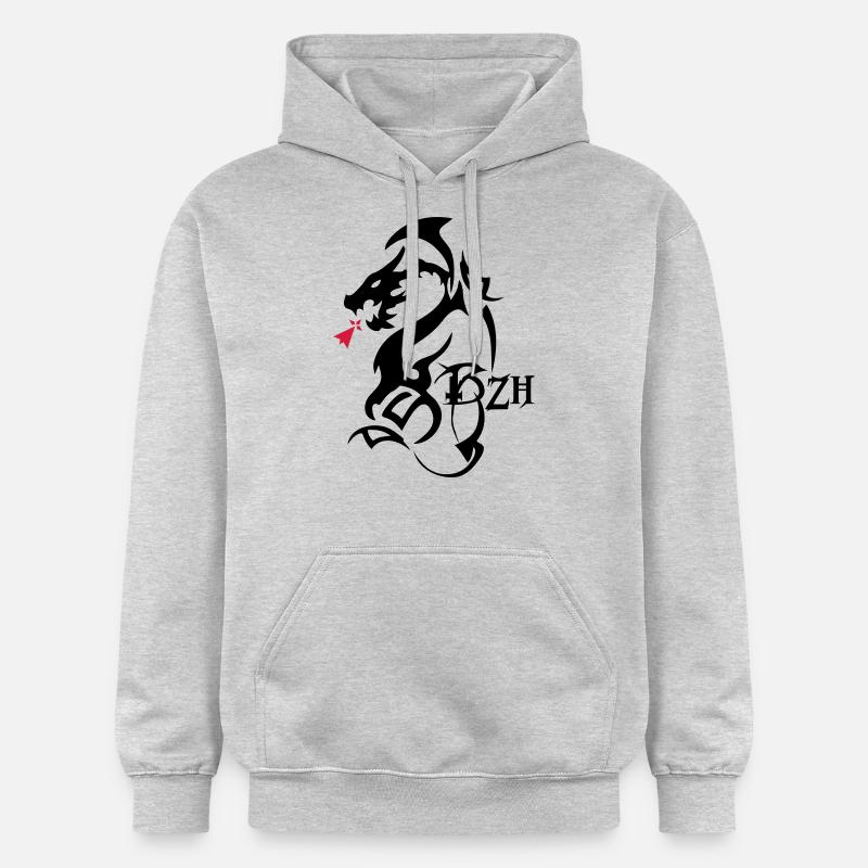 dragon tribal bzh hermine bretonne - Sweat à capuche Softstyle® Gildan Unisexe - gris clair chiné