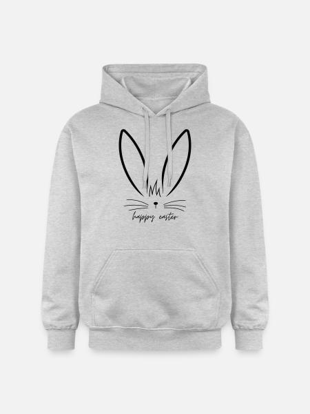 Minimal Bunny - Happy Easter - Gildan Unisex Softstyle® Midweight Hoodie - light heather grey