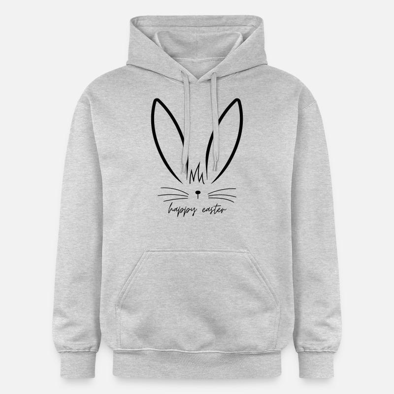Minimal Bunny - Joyeuses Pâques - Sweat à capuche Softstyle® Gildan Unisexe - gris clair chiné