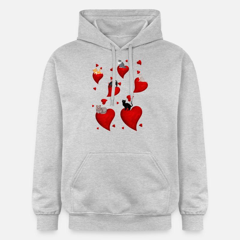 petits chats et petits coeurs - Sweat à capuche Softstyle® Gildan Unisexe - gris clair chiné