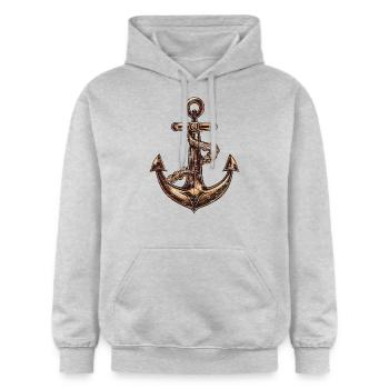 Anchor Brown Voilier Voilier Bateau à moteur - Sweat à capuche Softstyle® Gildan Unisexe - gris clair chiné - Devant - Liana (172cm) & Jaron (178cm)