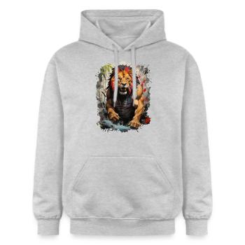 Radiant Majesty: The Lion Artist of the Forest - Gildan Unisex Softstyle® Midweight Hoodie - light heather grey - Front - Liana (172cm) & Jaron (178cm)