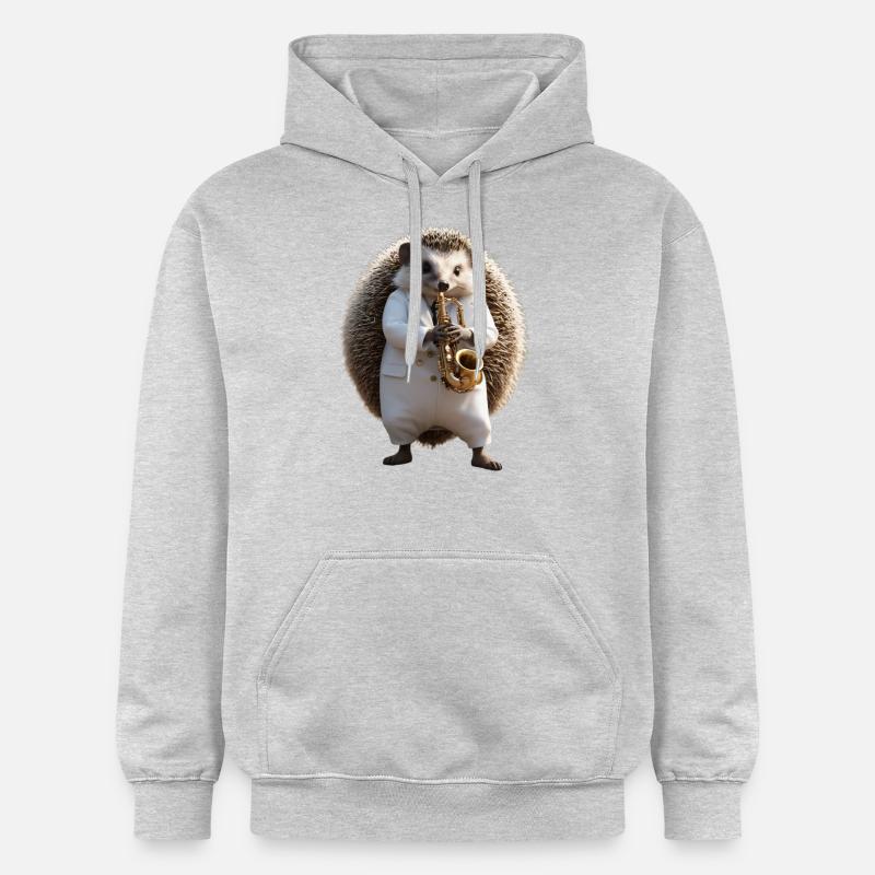 Hérisson rongeur guitare - Sweat à capuche Softstyle® Gildan Unisexe - gris clair chiné