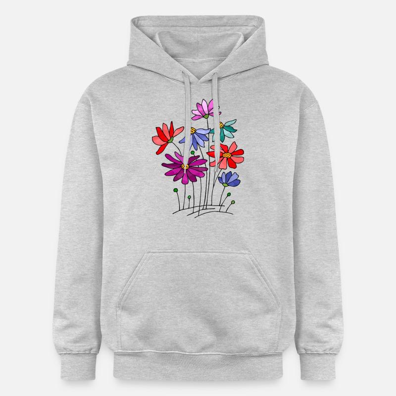 Fleur - Sweat à capuche Softstyle® Gildan Unisexe - gris clair chiné