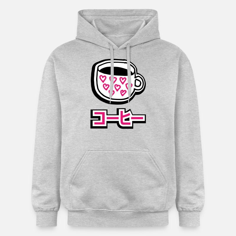 KOOHII!コ ー ヒ ー! Café! - Sweat à capuche Softstyle® Gildan Unisexe - gris clair chiné