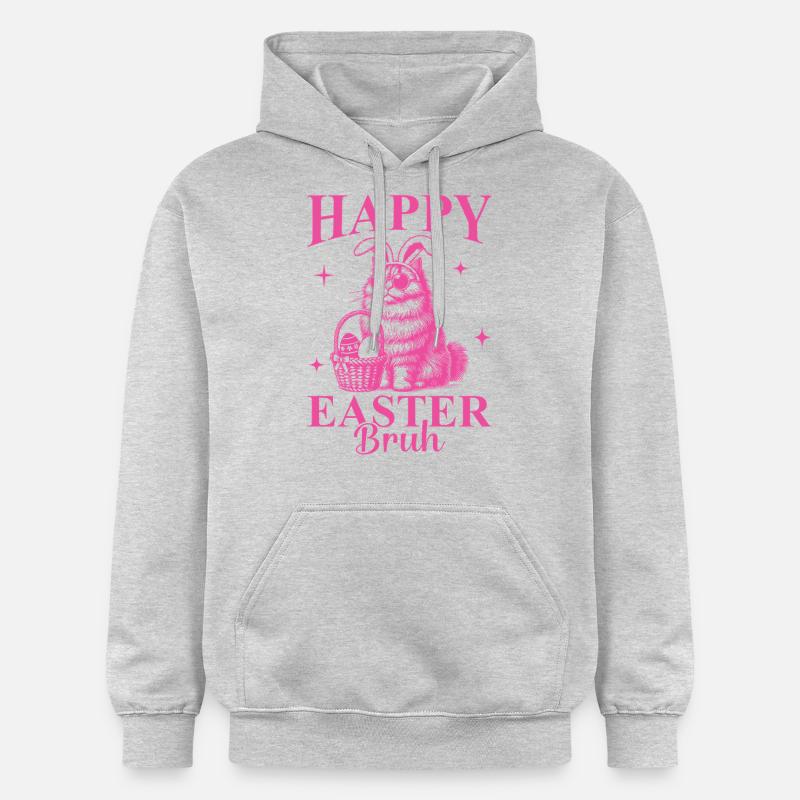 Joyeuses Pâques Bruh - Sweat à capuche Softstyle® Gildan Unisexe - gris clair chiné