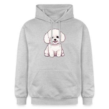 Chien Bichon Friesé - Sweat à capuche Softstyle® Gildan Unisexe - gris clair chiné - Devant - Liana (172cm) & Jaron (178cm)