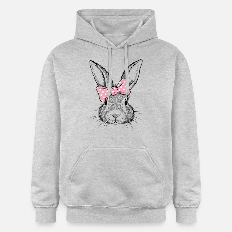 Lapin avec nœud rose - Sweat à capuche Softstyle® Gildan Unisexe - gris clair chiné