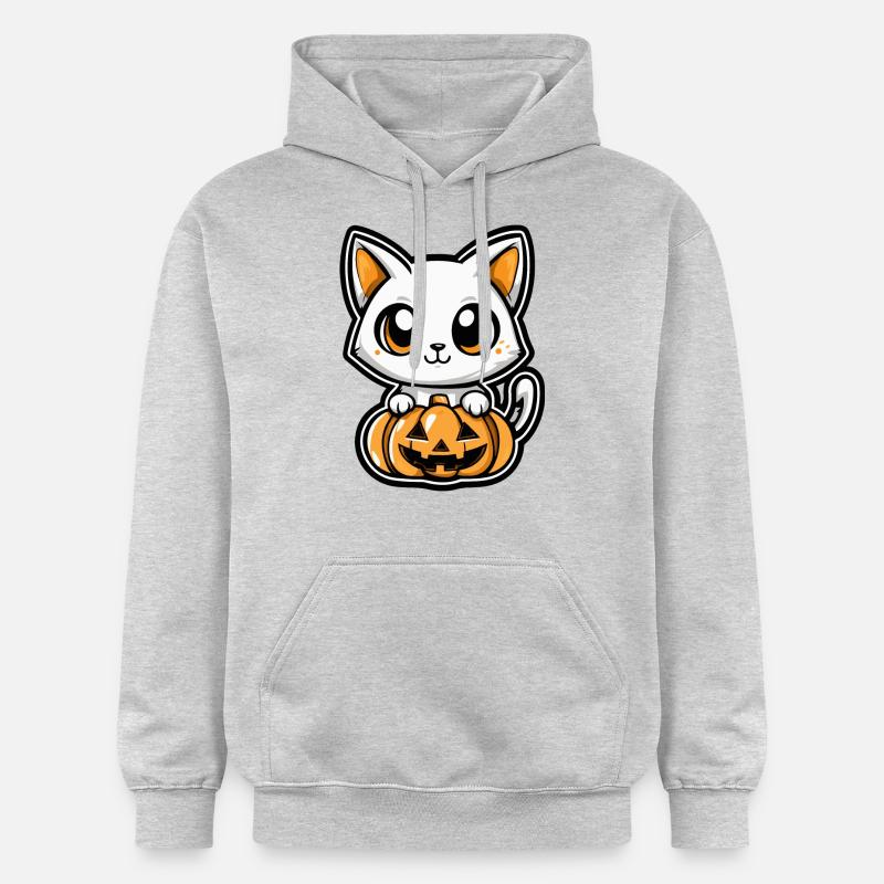 Chat Halloween Chat Bande dessinée - Sweat à capuche Softstyle® Gildan Unisexe - gris clair chiné