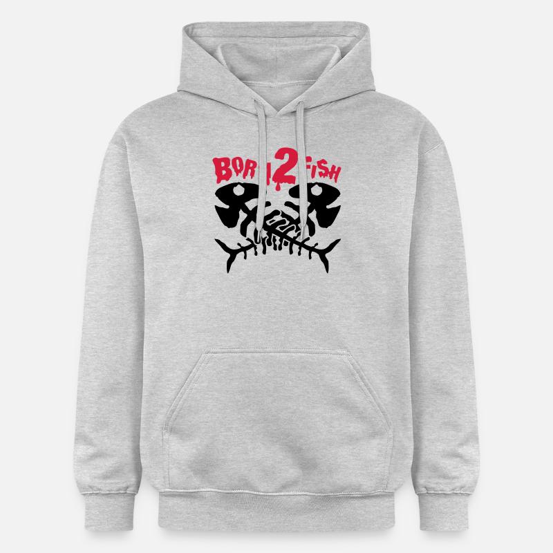 fish_born_to_fish_dx2 - Sweat à capuche Softstyle® Gildan Unisexe - gris clair chiné