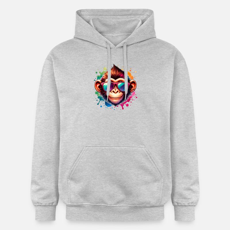 Singe cool - Singe funky - Sweat à capuche Softstyle® Gildan Unisexe - gris clair chiné