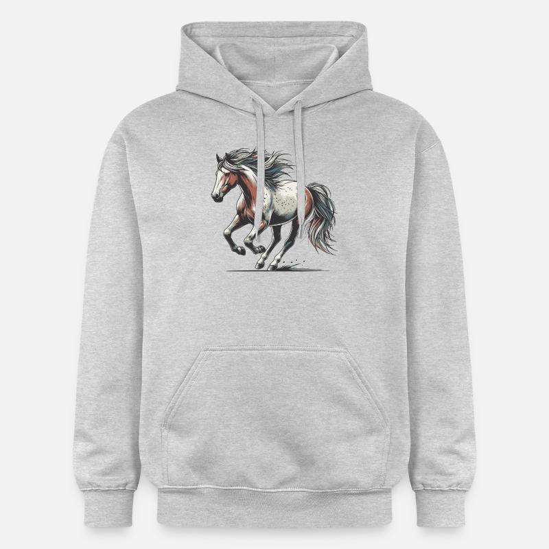 Cheval - Sweat à capuche Softstyle® Gildan Unisexe - gris clair chiné