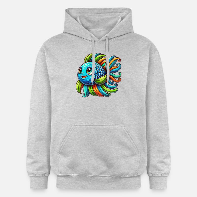 Bande dessinée de poisson - Sweat à capuche Softstyle® Gildan Unisexe - gris clair chiné