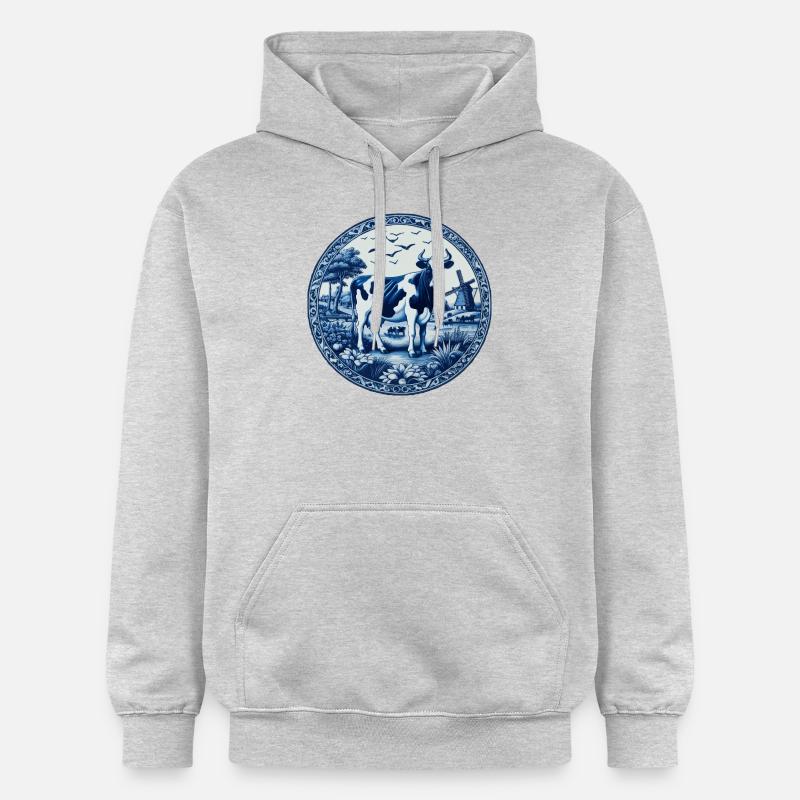 Vache bleue de Delft - Sweat à capuche Softstyle® Gildan Unisexe - gris clair chiné