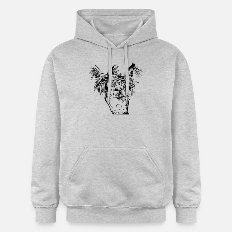 Visage drôle de lama alpaga - Sweat à capuche Softstyle® Gildan Unisexe - gris clair chiné