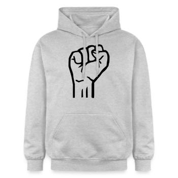 Poing - Sweat à capuche Softstyle® Gildan Unisexe - gris clair chiné - Devant - Liana (172cm) & Jaron (178cm)