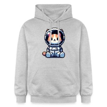 Cosmic Cat Entdecker - Gildan Unisex Softstyle® Midweight Hoodie - Hellgrau meliert - Vorne - Liana (172cm) & Jaron (178cm)