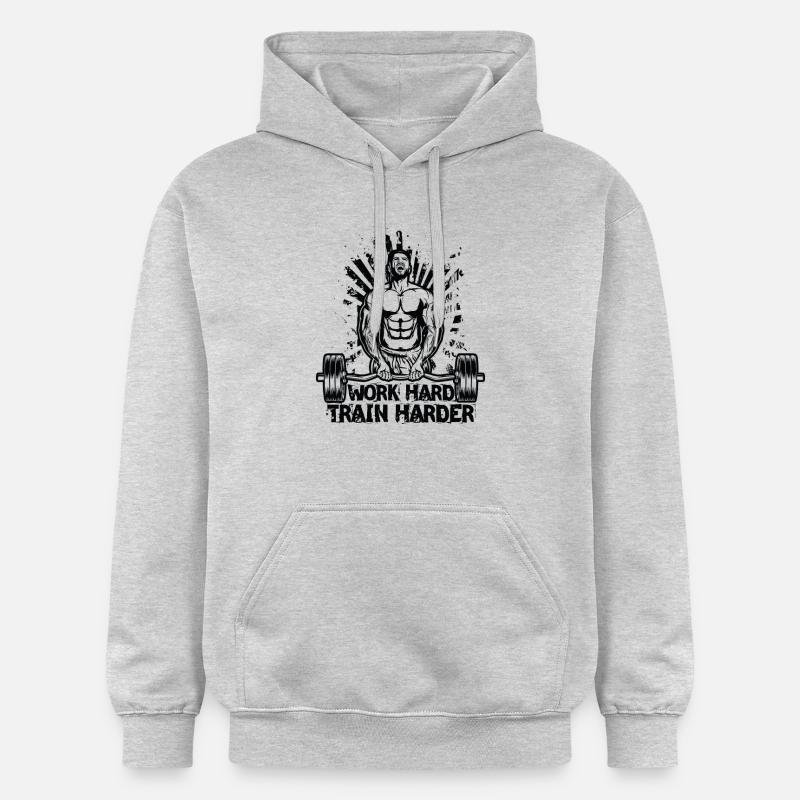 Work Hard / Train Harder - Gildan Unisex Softstyle® Midweight Hoodie - light heather grey