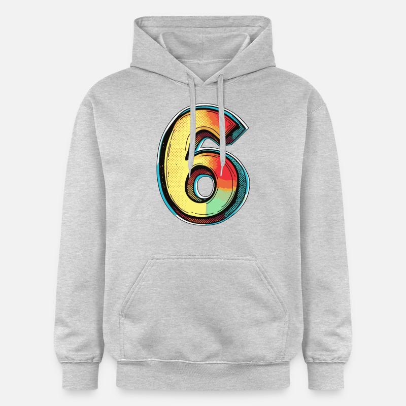 6 Symbole numérique - Sweat à capuche Softstyle® Gildan Unisexe - gris clair chiné