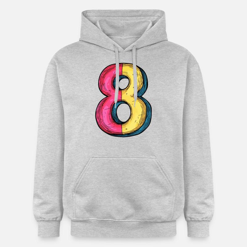 8 Symbole numérique - Sweat à capuche Softstyle® Gildan Unisexe - gris clair chiné