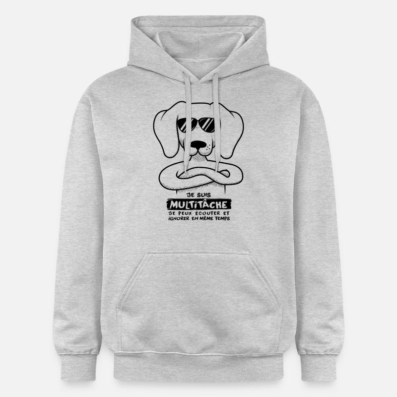 Multitache chien - Sweat à capuche Softstyle® Gildan Unisexe - gris clair chiné