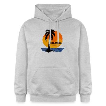 Colombia Medellín Design - Gildan Unisex Softstyle® Midweight Hoodie - Hellgrau meliert - Vorne - Liana (172cm) & Jaron (178cm)