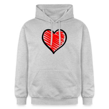 Heart - Gildan Unisex Softstyle® Midweight Hoodie - Hellgrau meliert - Vorne - Liana (172cm) & Jaron (178cm)